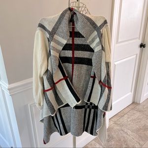 Cream, Black and Red Wrap/Cardigan sz S/M